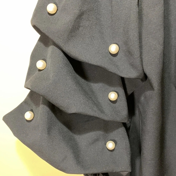 MSK Puffy bubble sleeve Pearl studded blouse black size medium off the shoulder - Picture 3 of 7